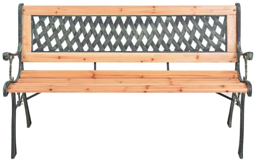 Banco de jardim 116 cm ferro fundido e madeira de abeto maciça