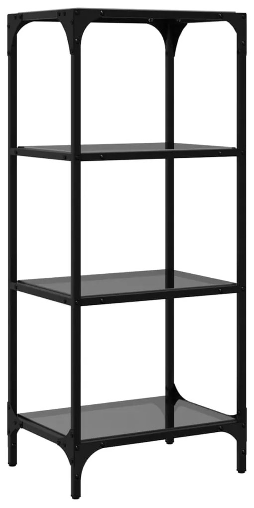 Unidade de prateleiras c/ tampo de vidro preto 40x30x95 cm aço