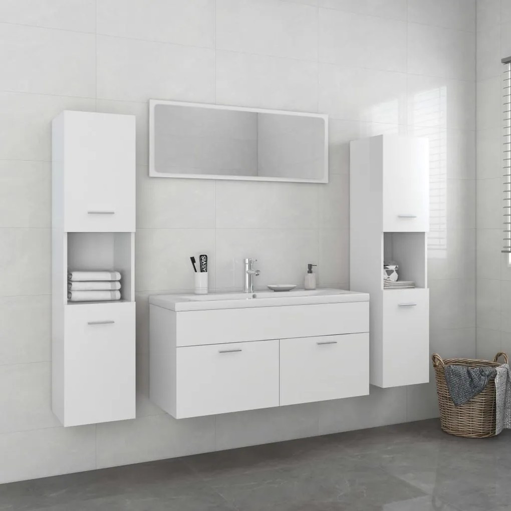 vidaXL Conjunto de móveis de casa de banho contraplacado branco
