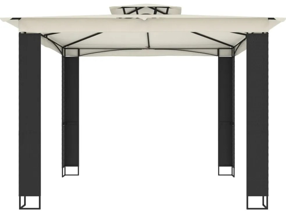 Gazebo com telhado duplo 2,94x2,94 m aço creme