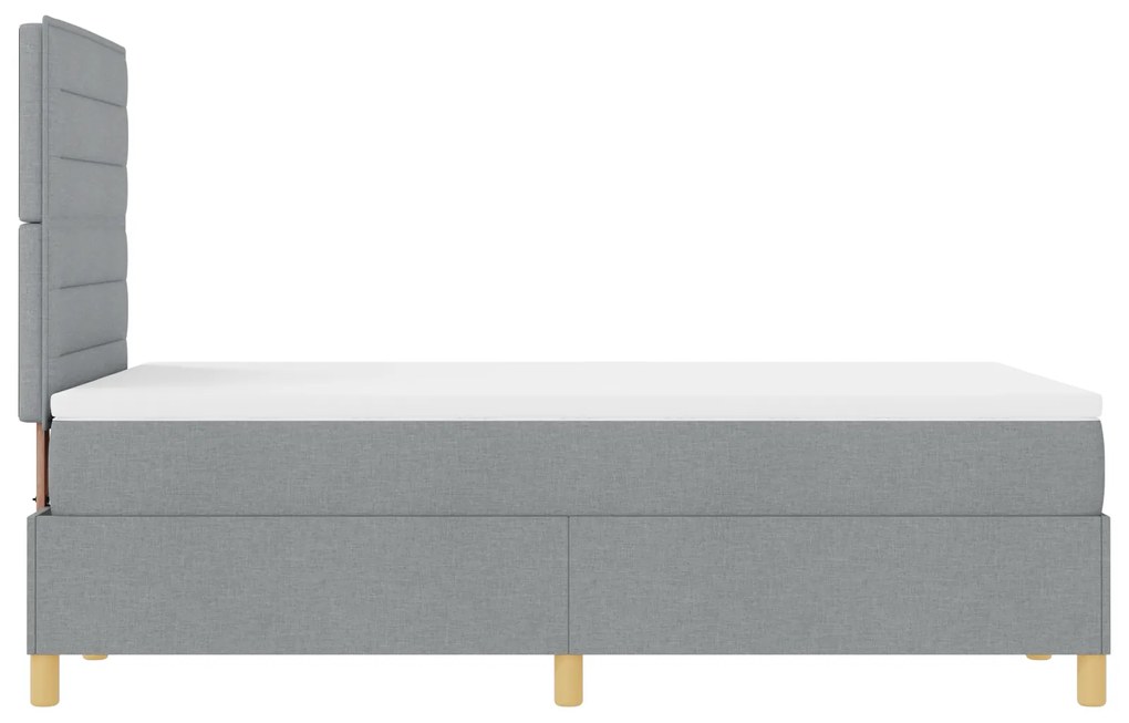 Cama Box Spring com Colchão Cinza Claro 120x200 cm Tecido