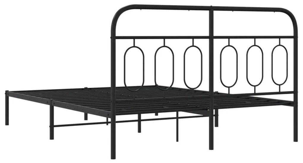 Estrutura de cama com cabeceira 140x200 cm metal preto