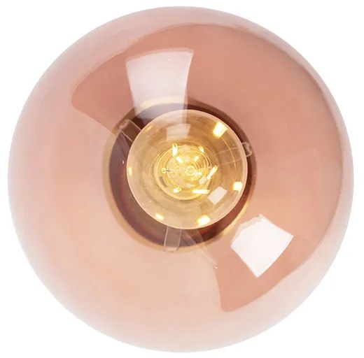 Candeeiro de teto Art Deco em latão com vidro rosa - Pallon Art Deco