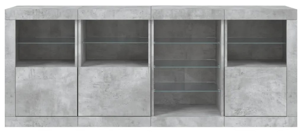 Aparador com luzes LED 164x37x67 cm cinzento cimento