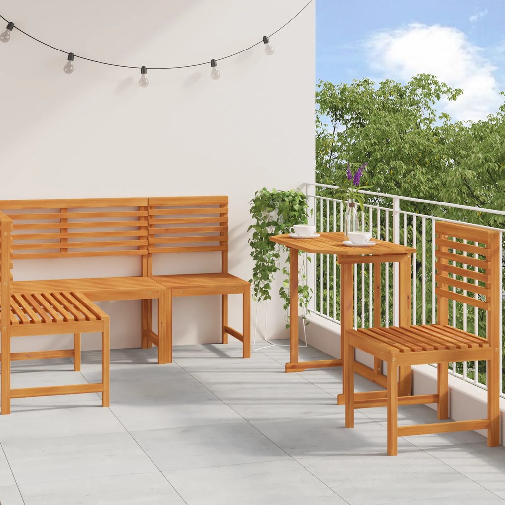 Conjunto de Jantar de Jardim 4 Peças - Madeira de Acácia Sólida