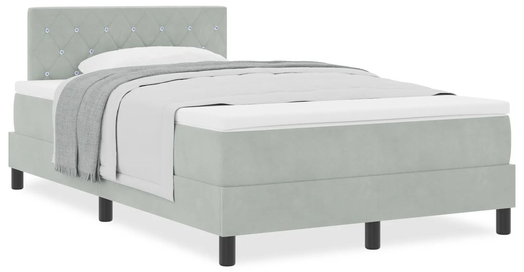 Cama Box Spring com Colchão vidaXL Cinza Claro 120x200 cm Veludo