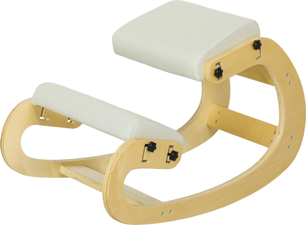 Cadeira de joelhos, cadeira ergonómica em madeira com função de balanço, cadeira de joelhos ajustável para escritório em casa