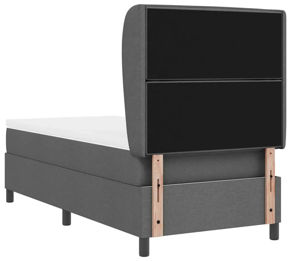 Cama Box com Colchão Cinza Escuro, 90x190 cm, Tecido