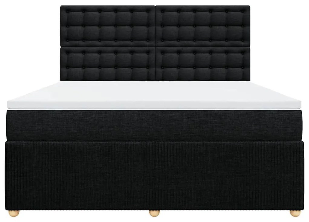 Cama com molas/colchão 180x200 cm tecido preto