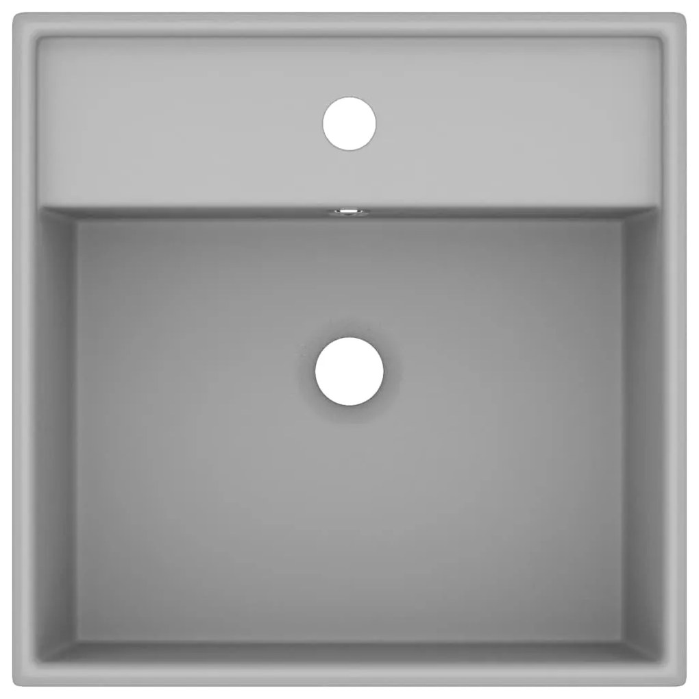 Lavatório luxuoso quadrado 41x41 cm cerâmica cinza-claro mate
