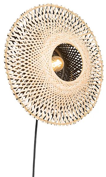 Candeeiro de parede oriental bambu 35 cm com ficha - Rina Oriental