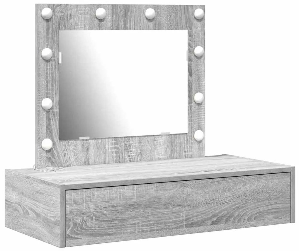 Mesa de Toucador Suspensa com Luzes de LED Cinza Sonoma