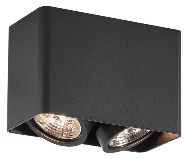 Foco de superfície de design preto GU10 70mm 2-luzes giratório e inclinável - Vox Design