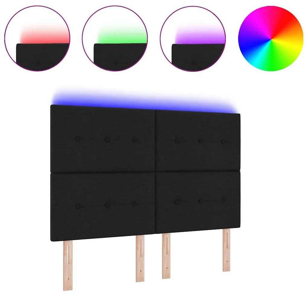 Cabeceira de cama LED preta de 80 cm em tecido