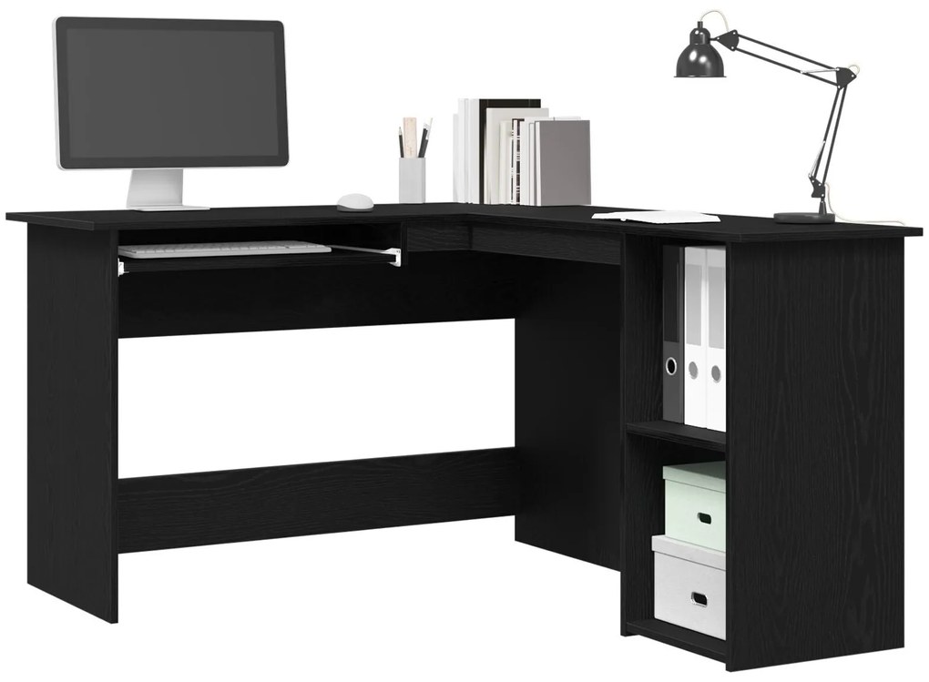 Escrivaninha vidaXL em Preto Carvalho de 120x140x75 cm em Madeira Enge