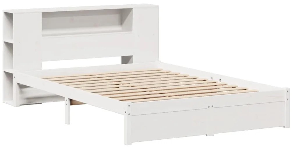 Cama com estante sem colchão 150x200 cm pinho maciço branco