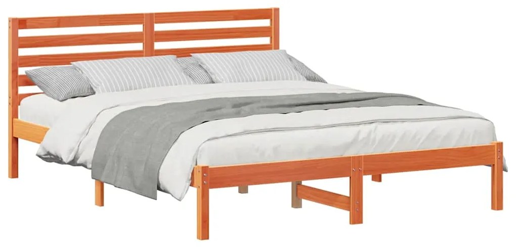 Estrutura da Cama com cabeceira Castanho-mel 140 x 200 cm