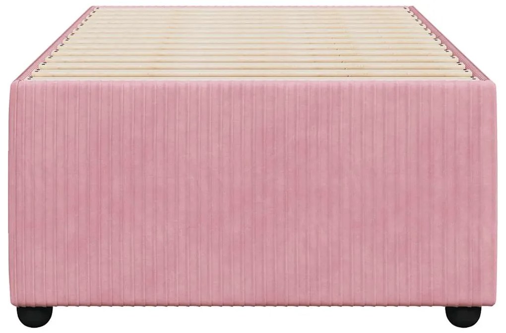 Estrutura de cama 90x190 cm veludo rosa