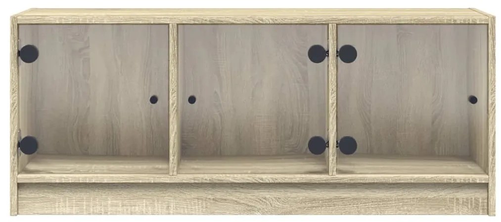 Móvel de TV c/ portas de vidro 102x37x42 cm carvalho sonoma