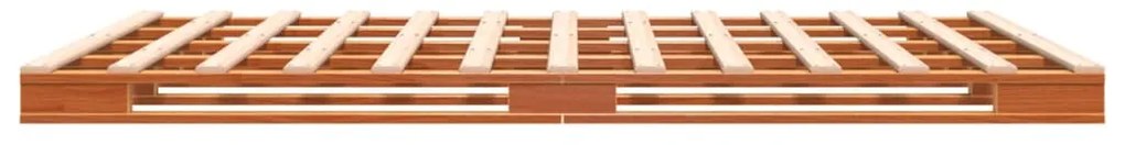 Cama de paletes 140x200 cm madeira pinho maciça castanho cera