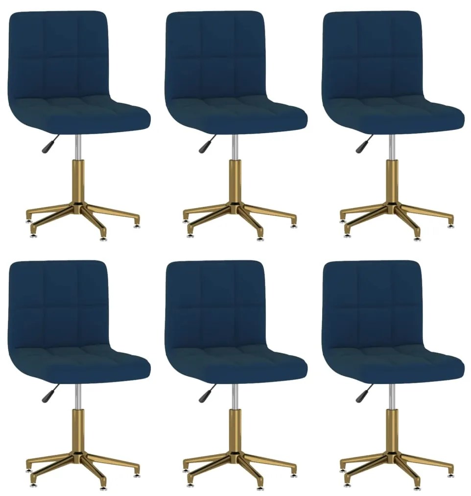 vidaXL Cadeiras de jantar giratórias 6 pcs veludo azul