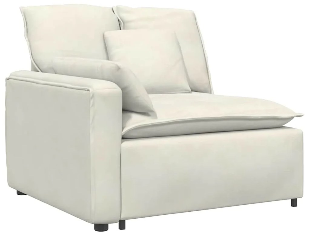 Sofá modular com almofadas veludo creme