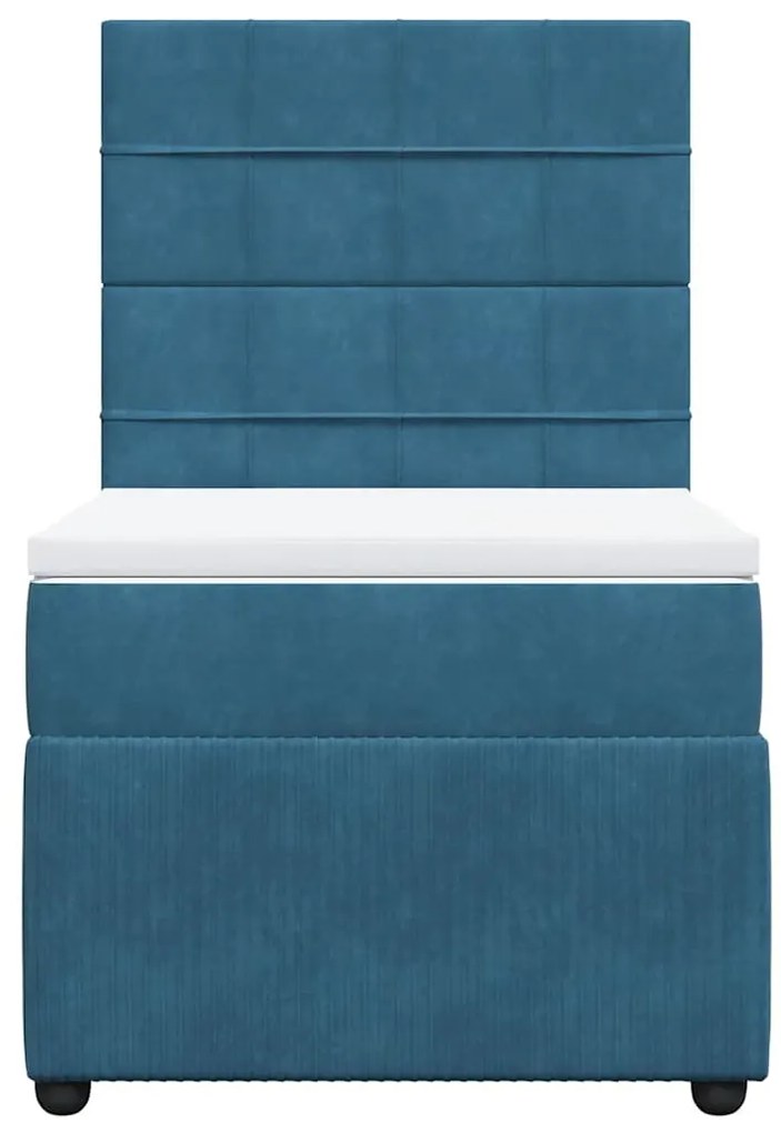 Cama com molas/colchão 80x200 cm veludo azul-escuro
