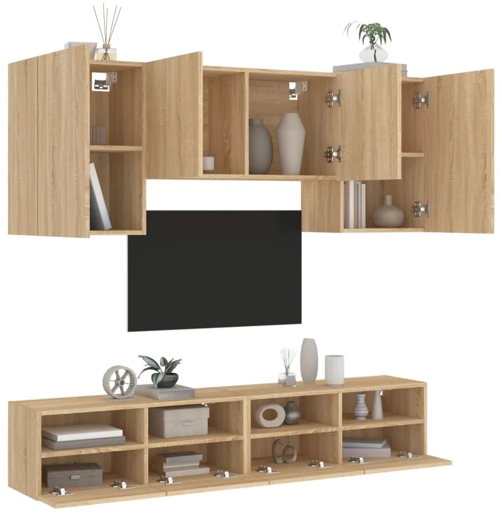 vidaXL 5 pcs móveis de parede p/ TV derivados madeira carvalho sonoma
