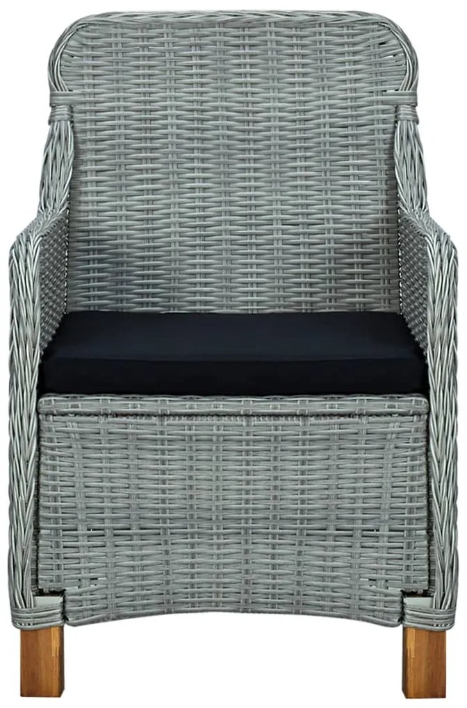 9 pcs conj. jantar exterior + almofadões vime PE cinzento-claro