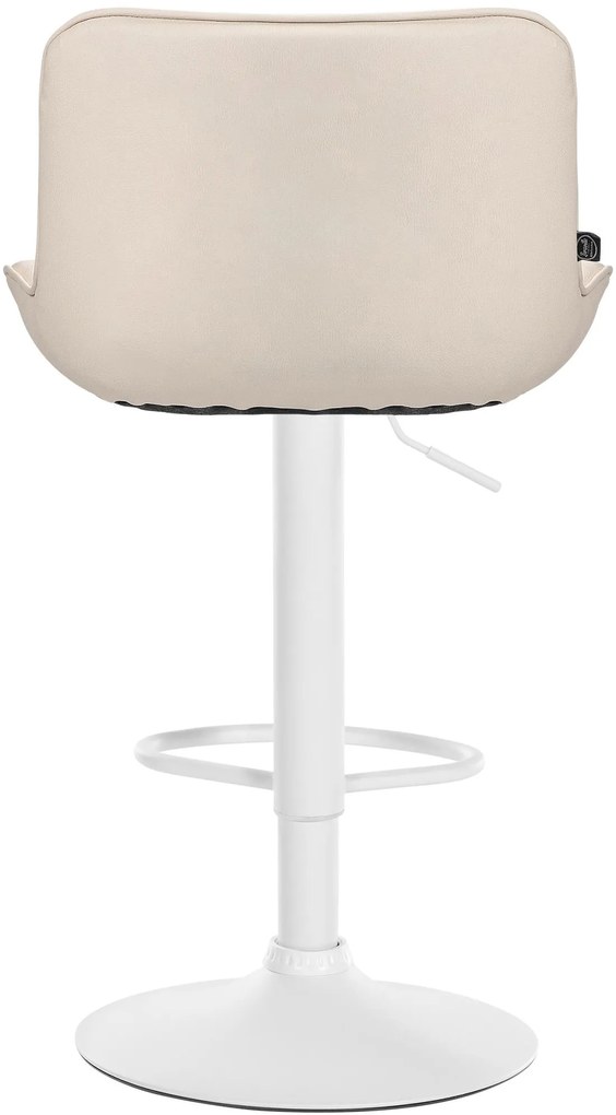 Banco alto em couro sintético com estrutura branca 85-106 x 49 x 51 cm cor creme
