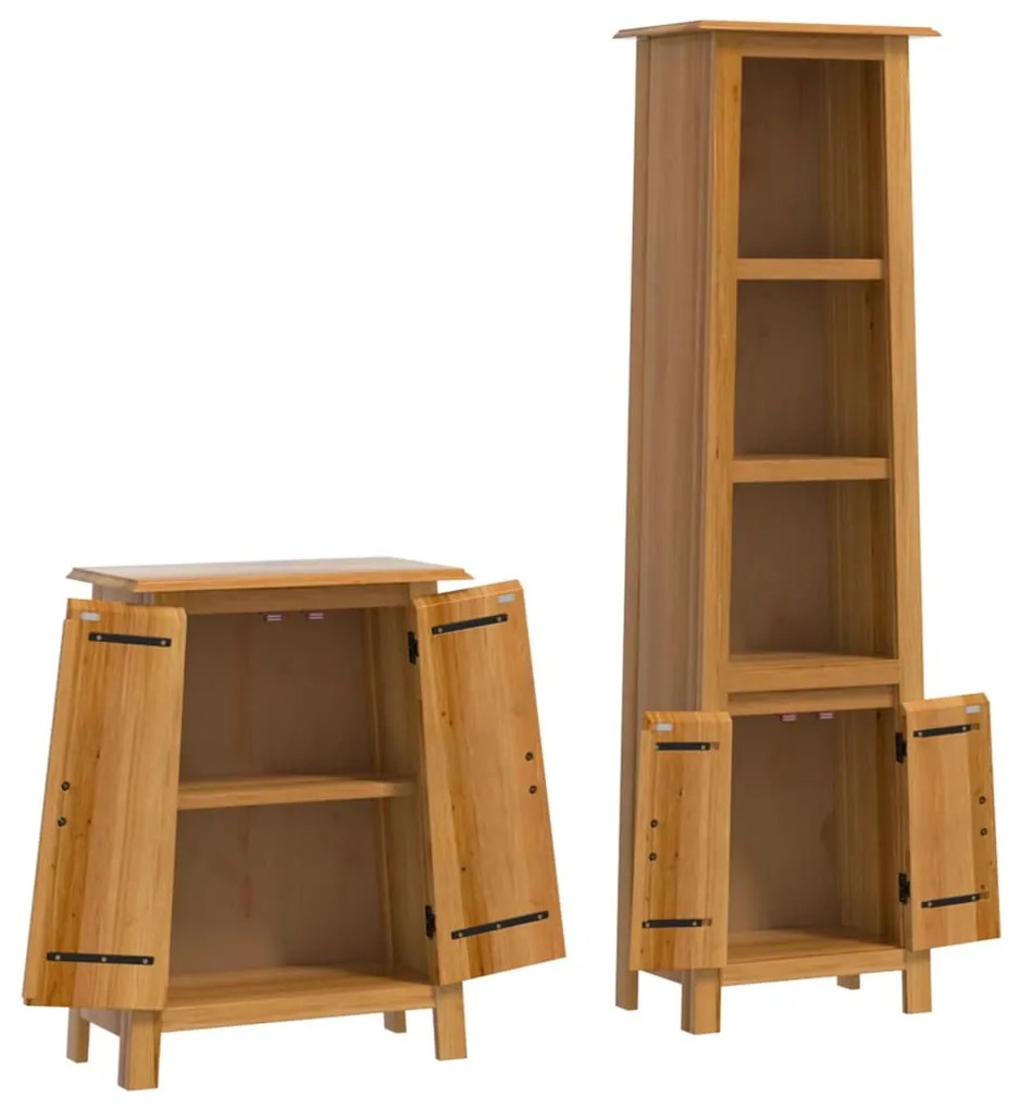 2 pcs conjunto móveis p/ casa de banho madeira de pinho maciça