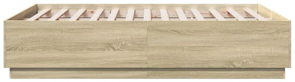 Estrutura de cama 135x190 cm derivados madeira carvalho sonoma