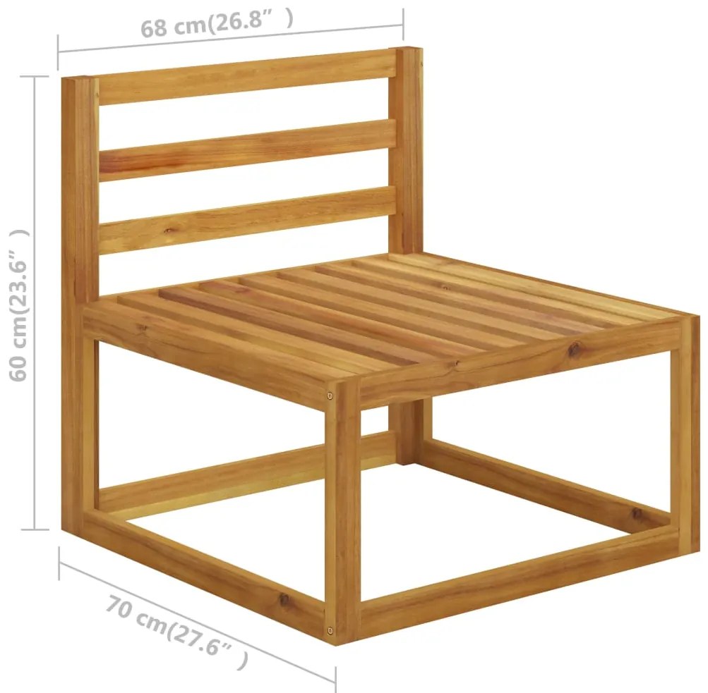 6 pcs conjunto lounge jardim c/ almofadões acácia maciça creme