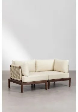 Sofá Modular De 2 Peças Com 2 Cadeirões De Canto Em Acácia Giulia Crema - Sklum
