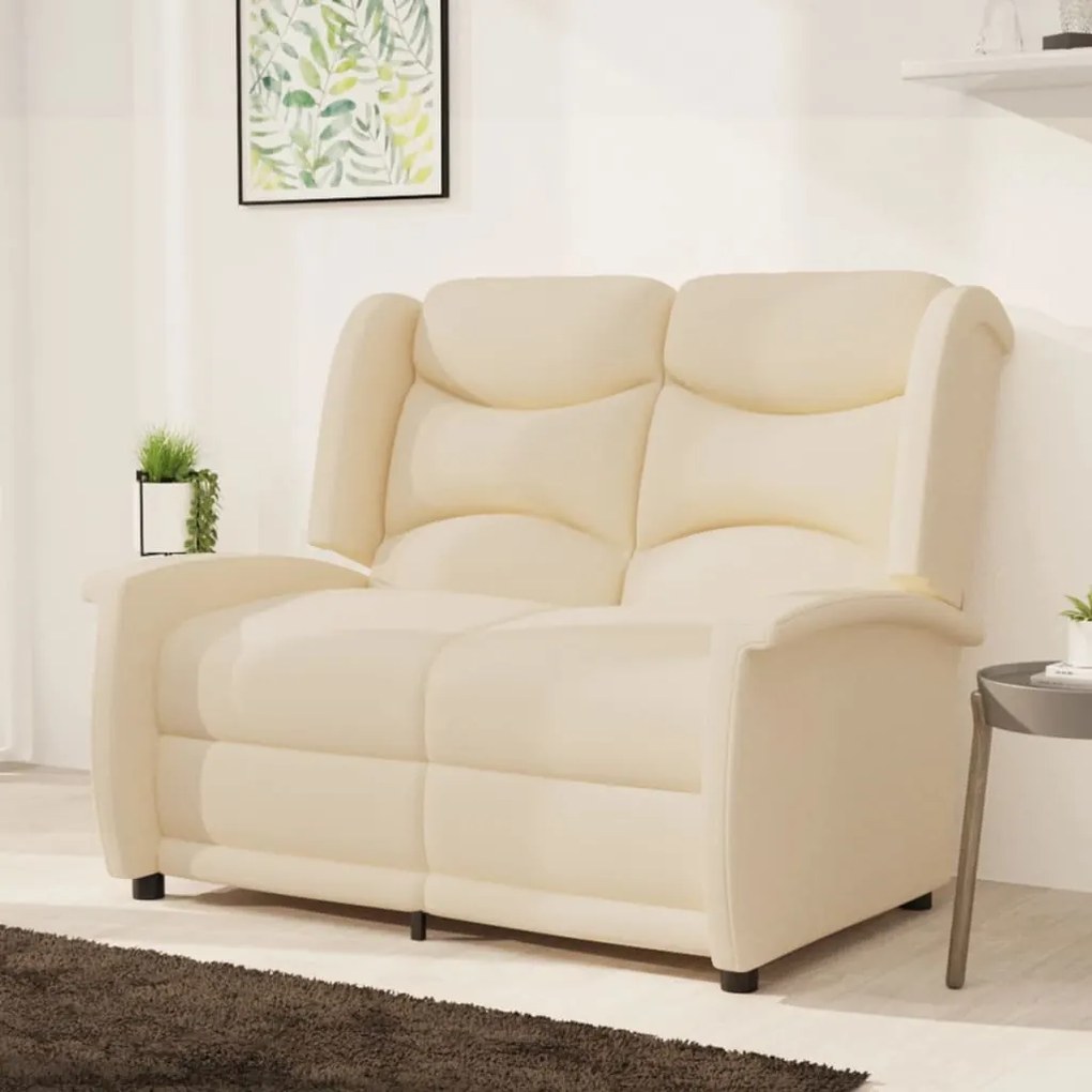 vidaXL Sofá reclinável de 2 lugares tecido cor creme