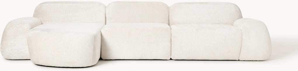 Sofá de canto modular em teddy-bouclé Wolke (4 lugares)