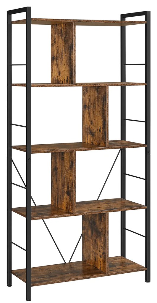 Estante com 5 níveis 74 x 30 x 150 cm Castanho Vintage-preto
