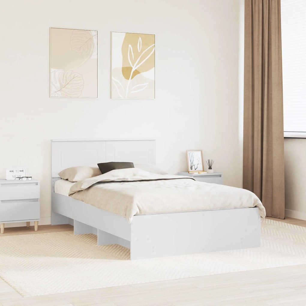 vidaXL Estrutura da Cama Branco 120 x 123 cm Madeira processada