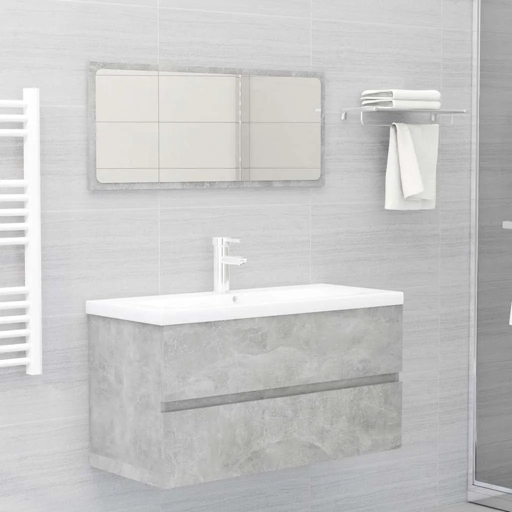 vidaXL 2 pcs conj. móveis casa banho derivados madeira cinza cimento