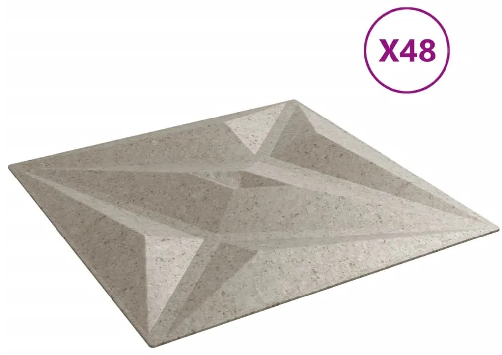 Painéis de parede 48 pcs 50x50 cm 12m² XPS estrela betão