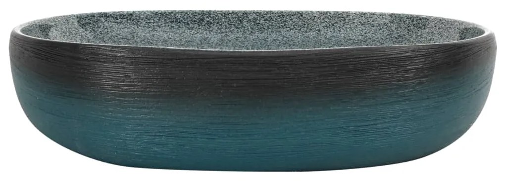 Lavatório de bancada oval 59x40x14 cm cerâmica turquesa
