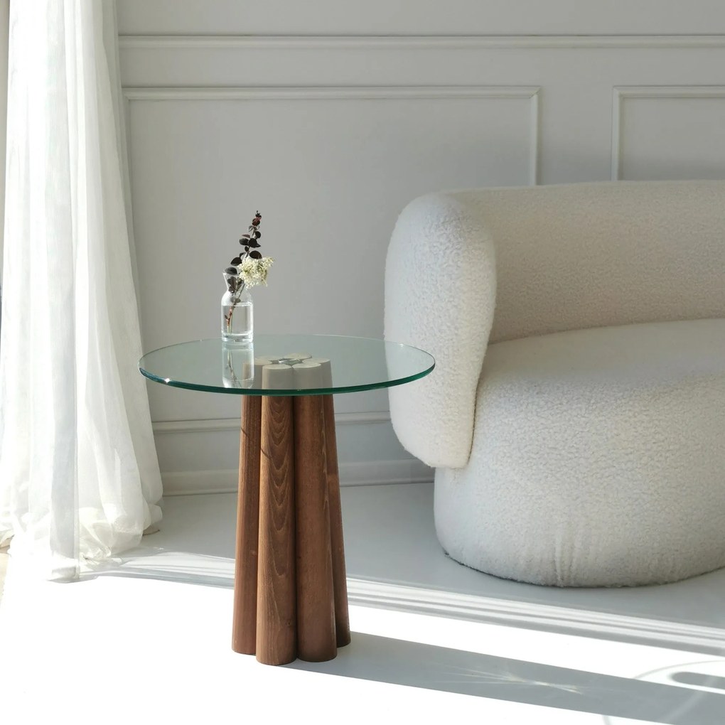 Mesa de Centro Thales – Nogueira Transparente – 50x50x50 cm