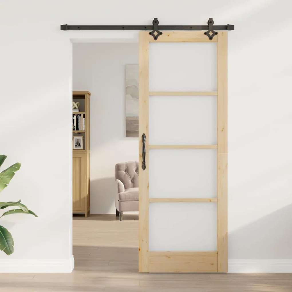 Conjunto de Porta Deslizante vidaXL com Ferragens 78x211 cm Madeira Só