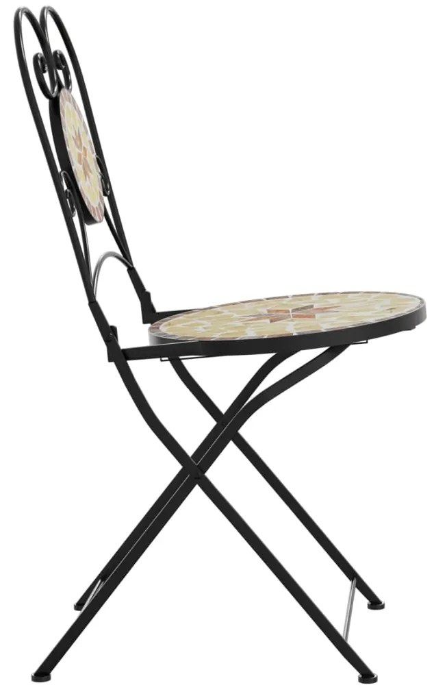 Cadeiras de bistrô dobráveis 2 pcs cerâmica terracotta e branco