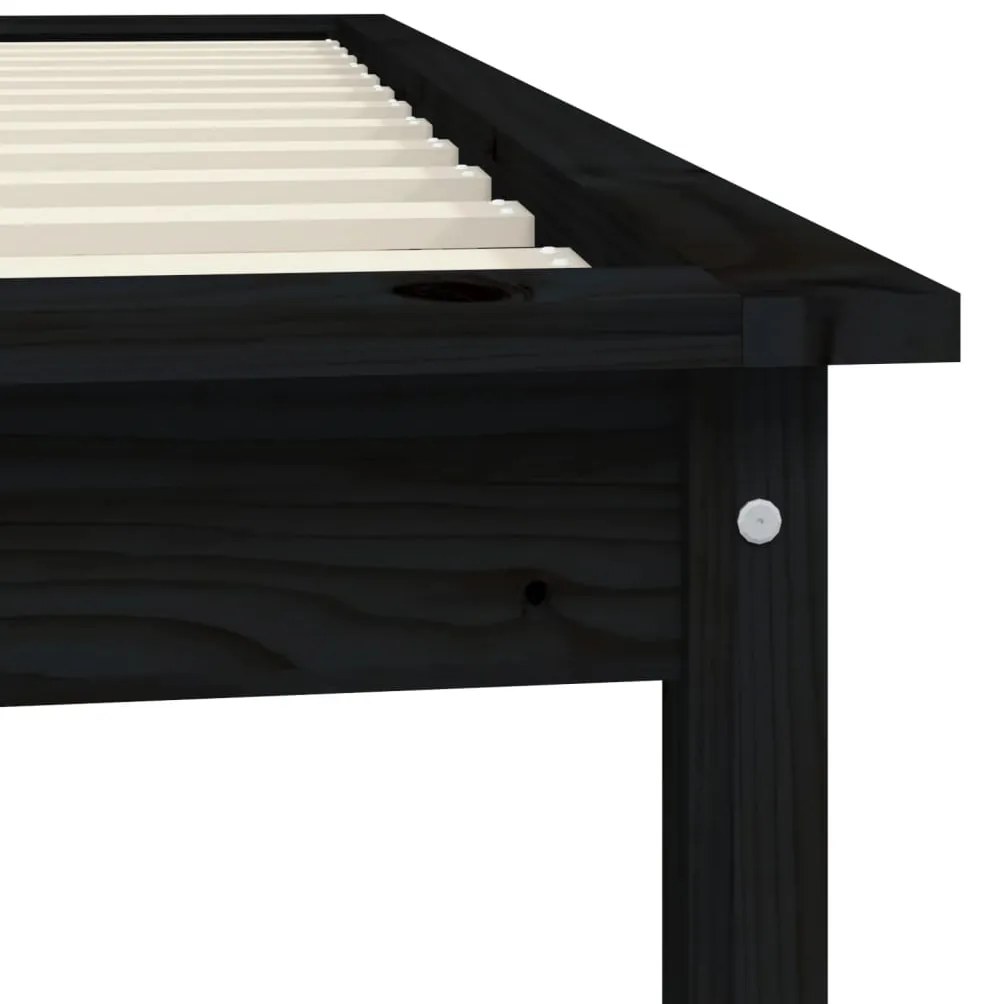 Estrutura de cama 90 x 200 cm madeira de pinho maciça preto