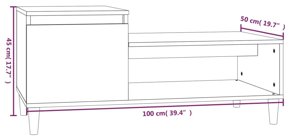 Mesa de centro 100x50x45 cm derivados madeira cinzento sonoma