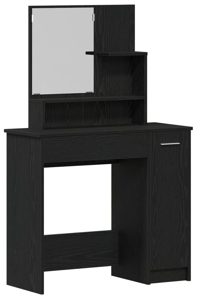 Mesa de Maquilhagem em Carvalho Preto com Espelho - 86,5 x 35 x 136 cm