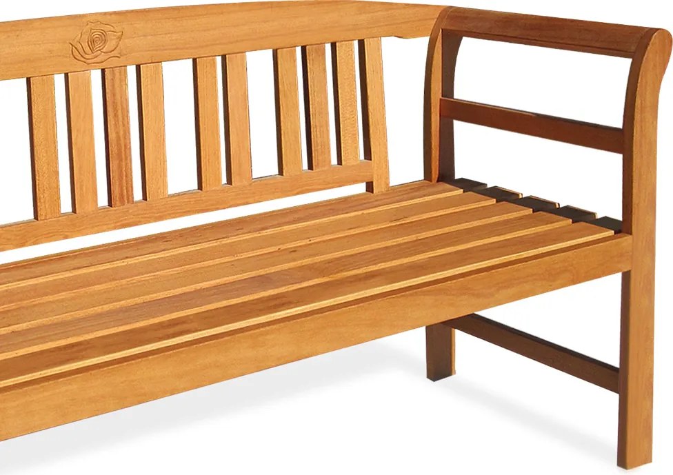 Banco de jardim Rose em madeira de eucalipto com certificação FSC® 158x43x82cm Castanho