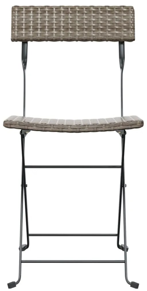 Cadeiras de bistrô dobráveis 4 pcs vime PE e aço cinzento