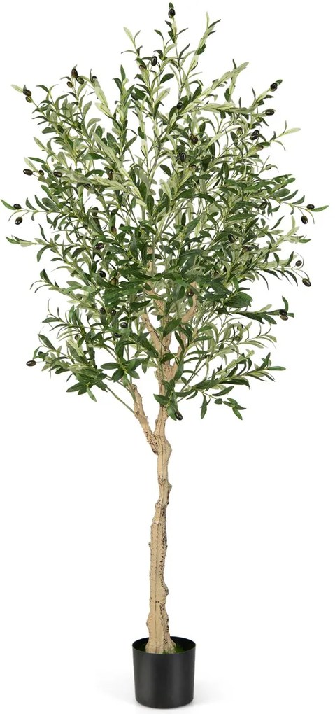 Planta Oliveira artificial 182 cm Planta de imitação decorativa falsa em vaso de cimento para interior casa e escritório Verde